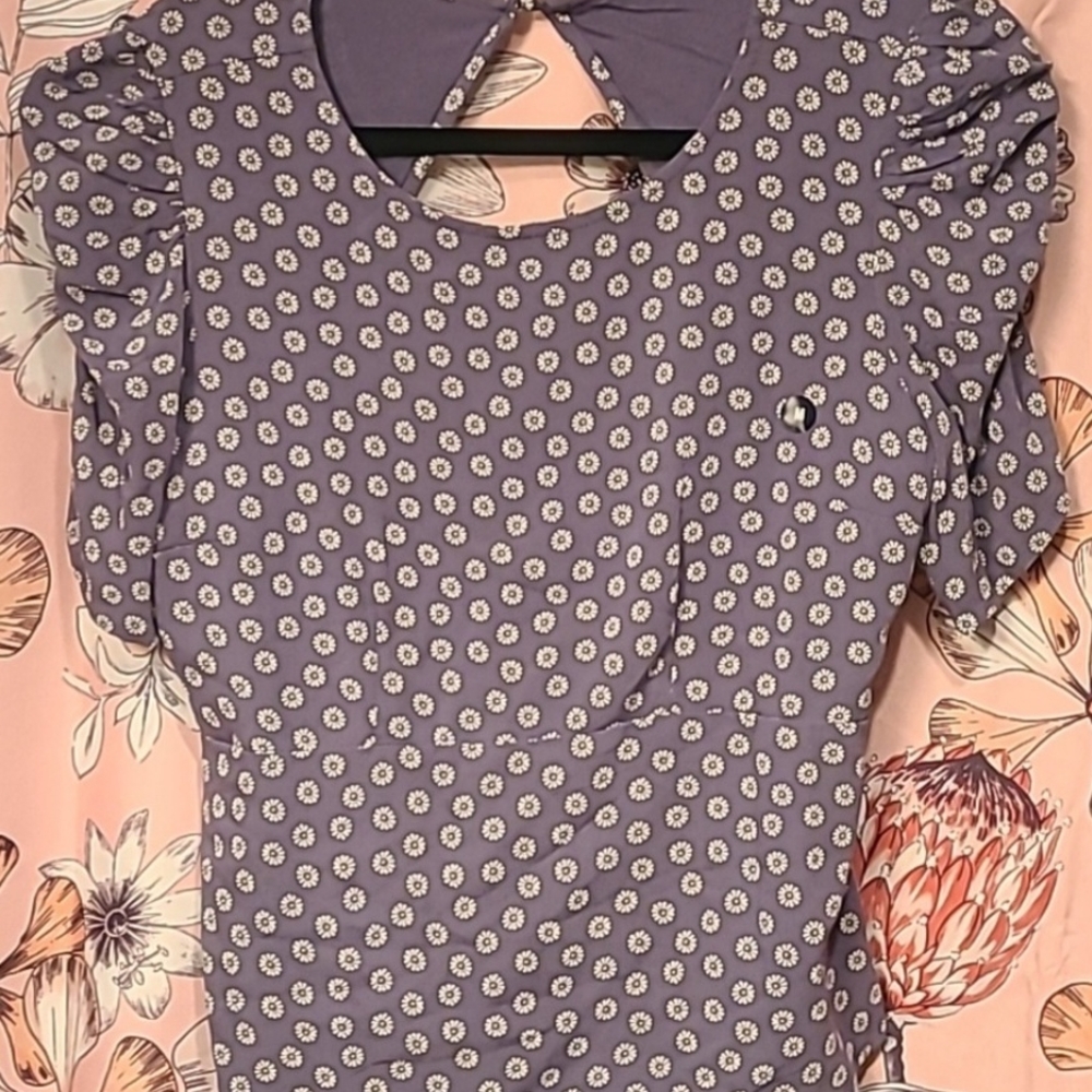 Abercrombie & Fitch Blue Fitted Cut Out Blouse